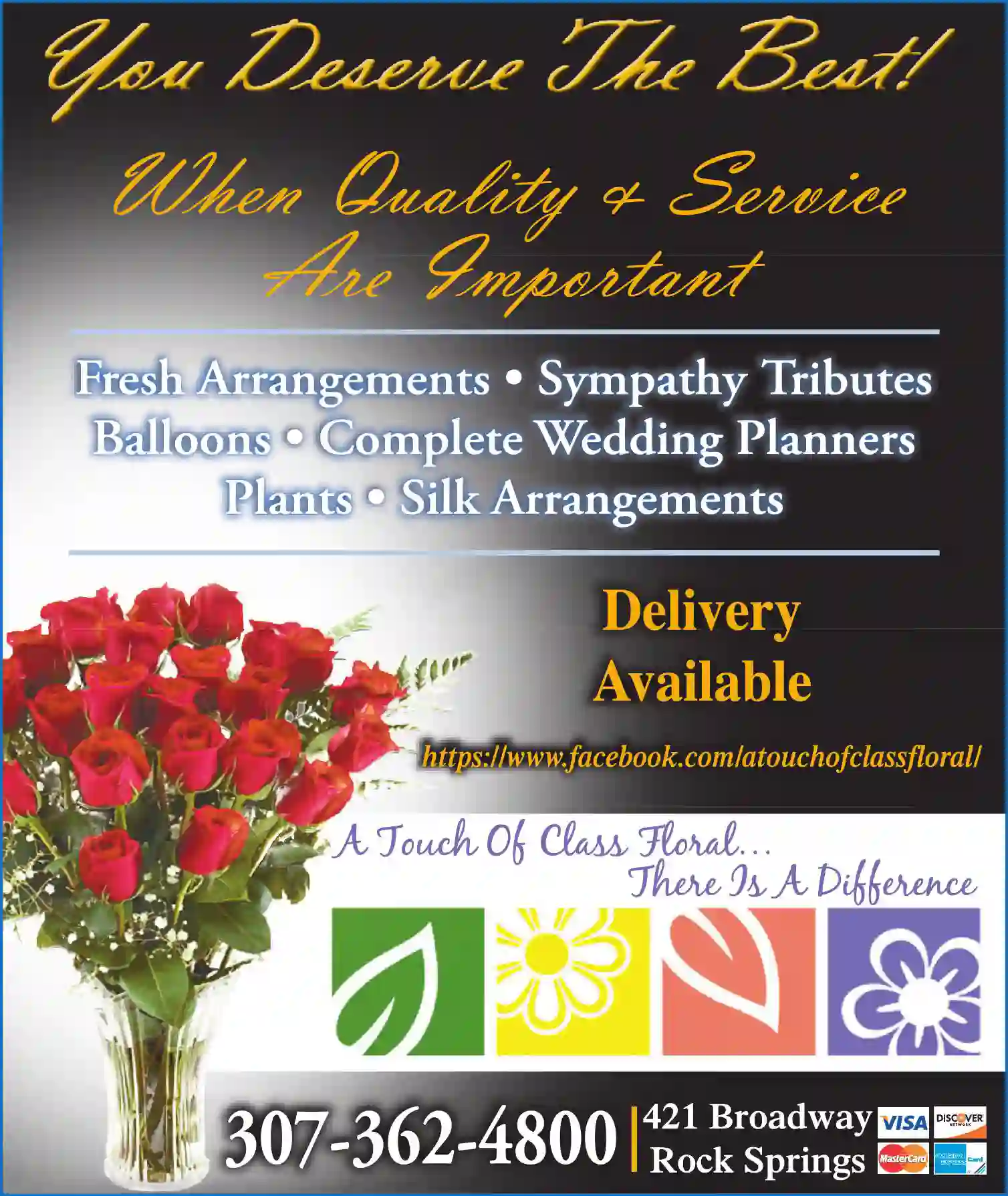 Florists - Retail print ad for A Touch Of Class...There Is A Difference