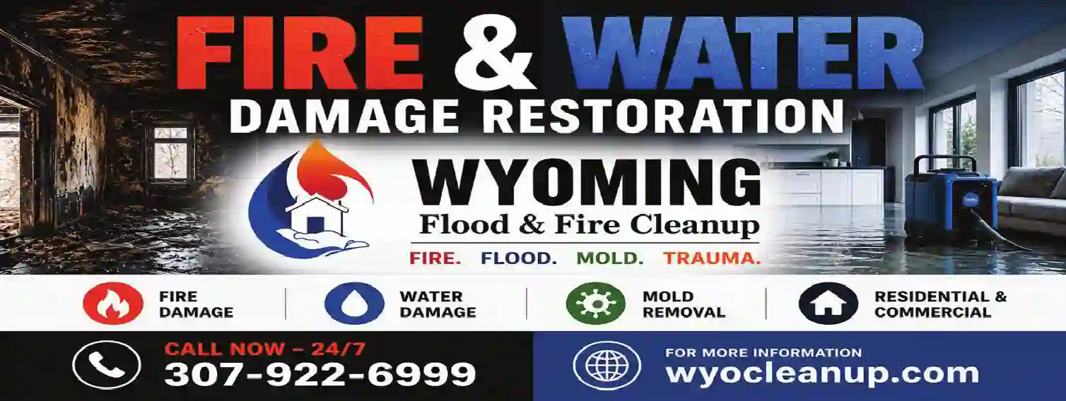 Flood Damage Restoration print ad for Wyoming Flood & Fire Cleanup