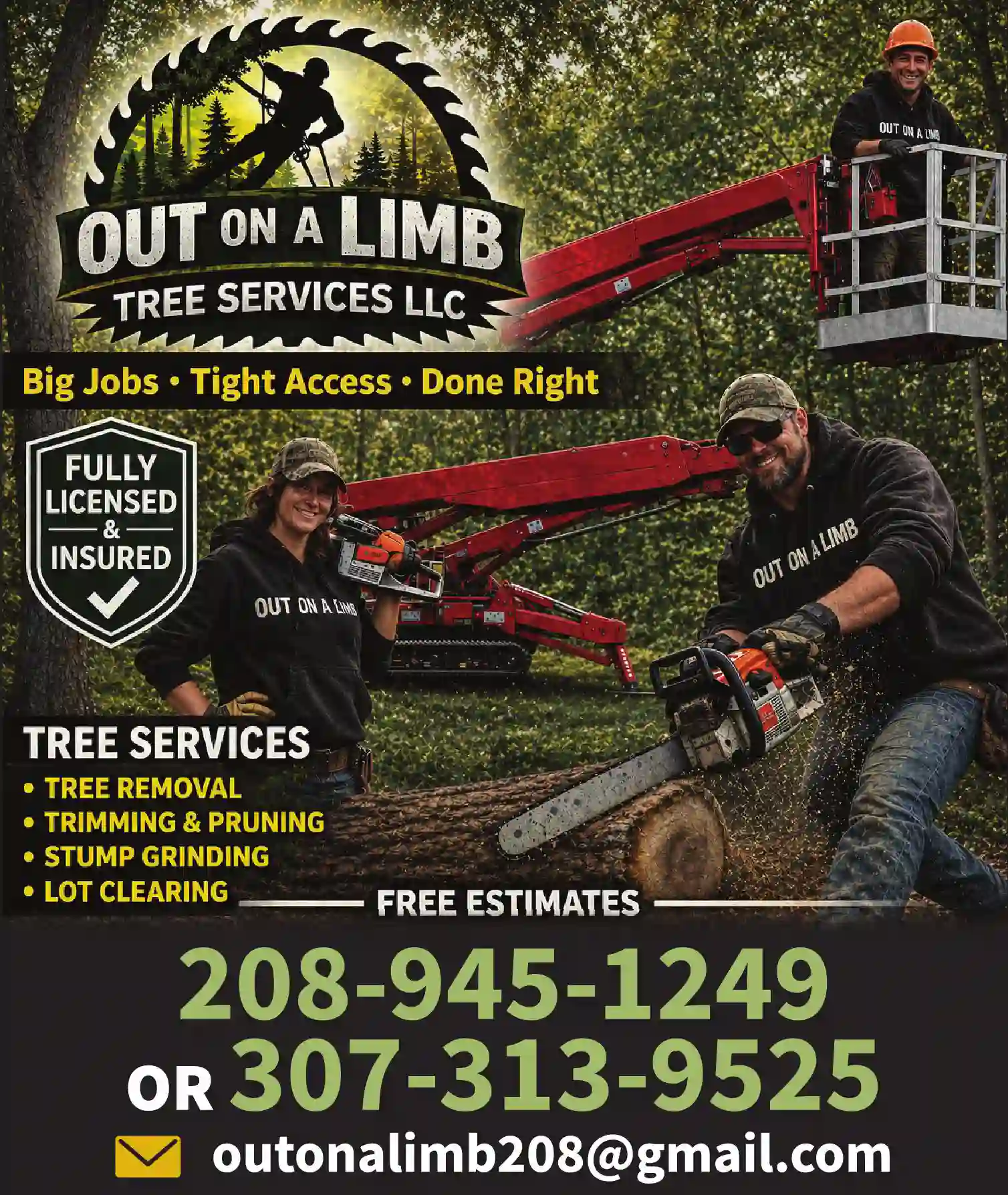 Tree Service print ad for Out On A Limb Tree Services LLC