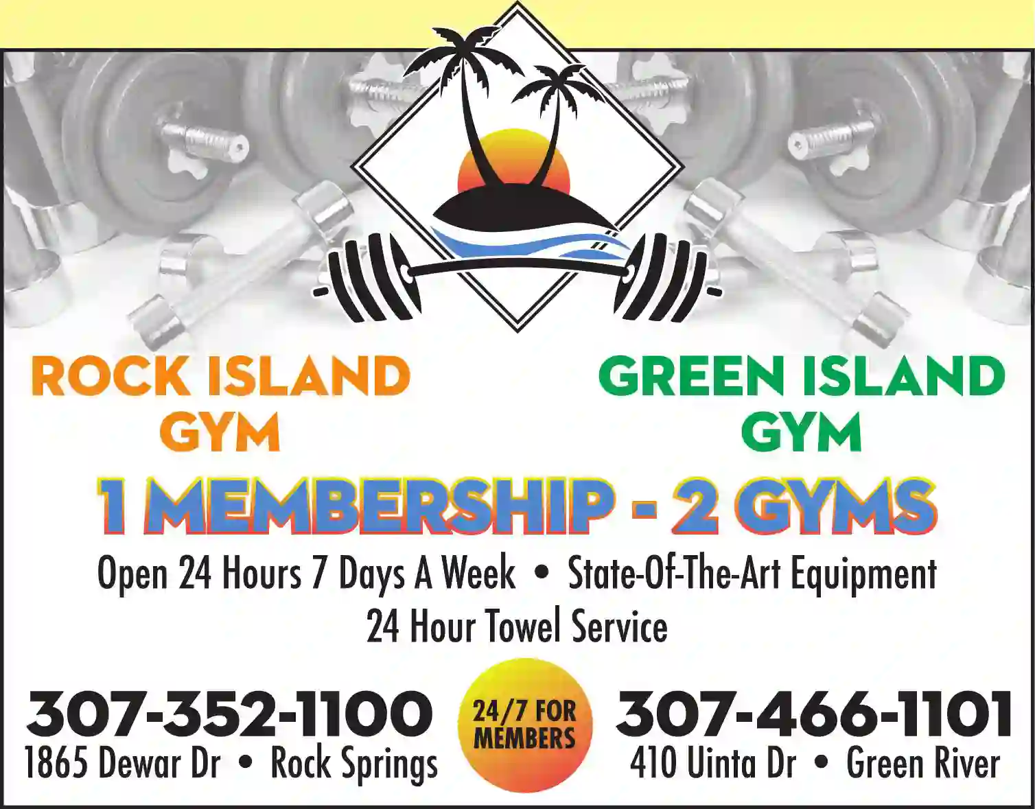 Health Clubs print ad for Rock Island Gym