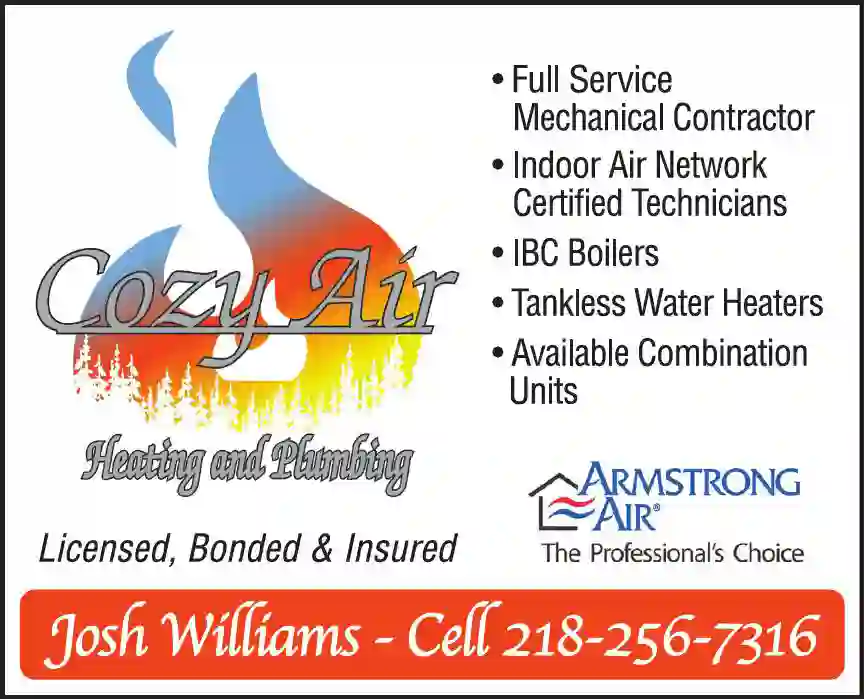 Heating Contractors print ad for Cozy Air Heating & Plumbing Services