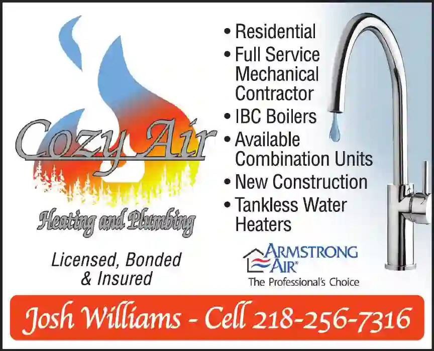 Plumbing Contractors print ad for Cozy Air Heating & Plumbing Services