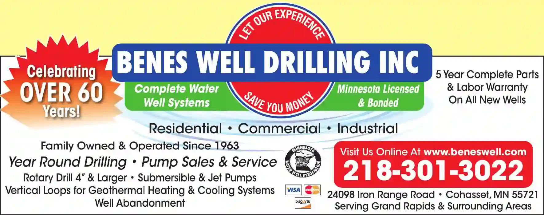Well Drilling & Service print ad for Benes Well Drilling Inc