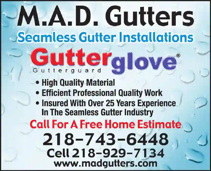Gutters & Downspouts print ad for M.A.D. Gutters