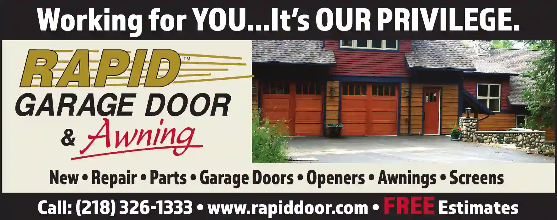 Garage Doors & Openers print ad for Rapid Garage Door & Awning