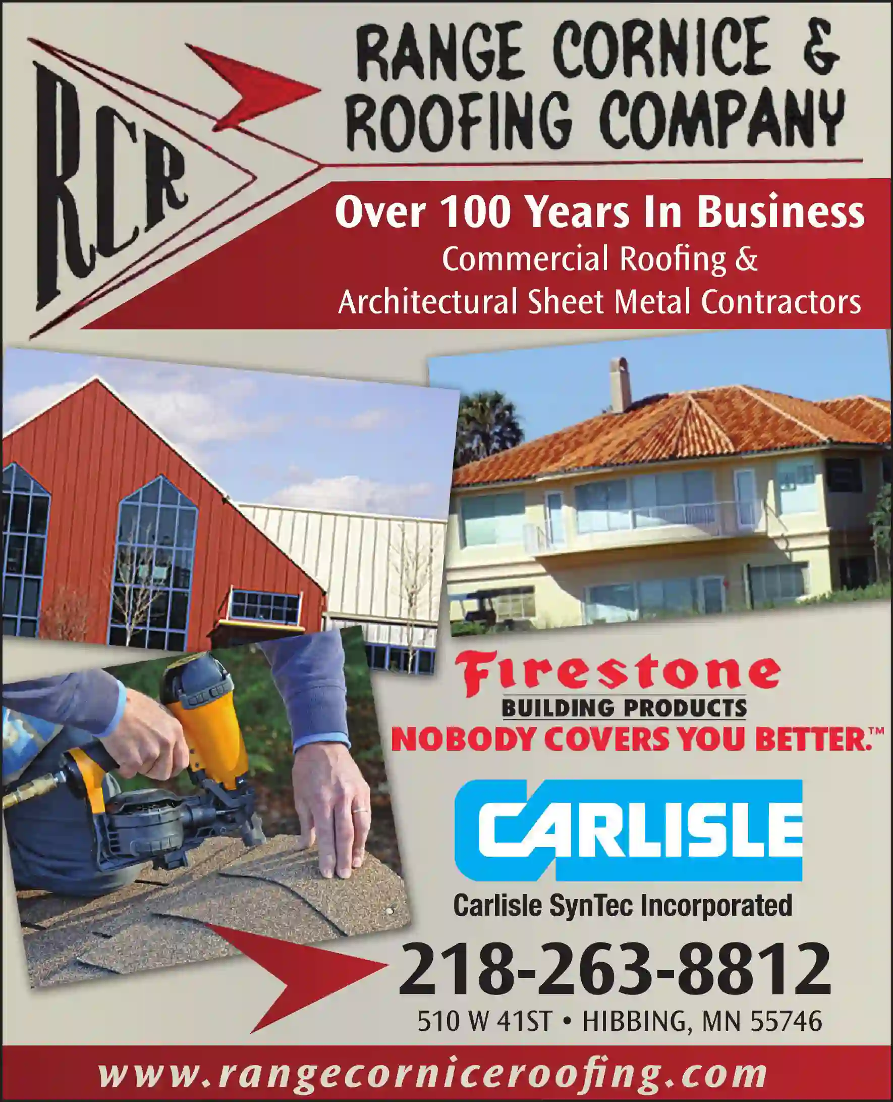 Roofing Contractors print ad for Range Cornice & Roofing Company