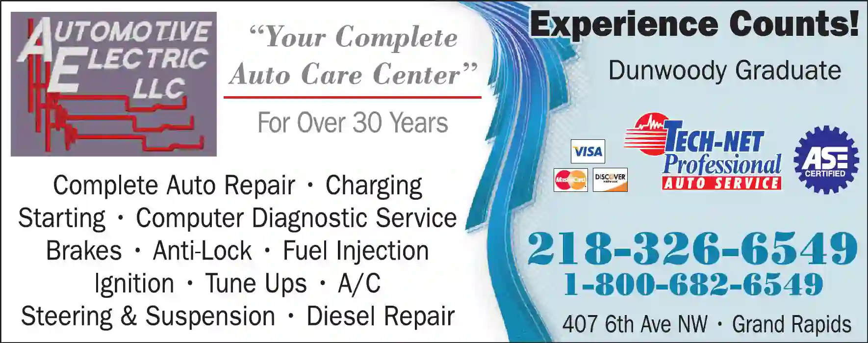 Auto Repair & Service print ad for Automotive Electric LLC