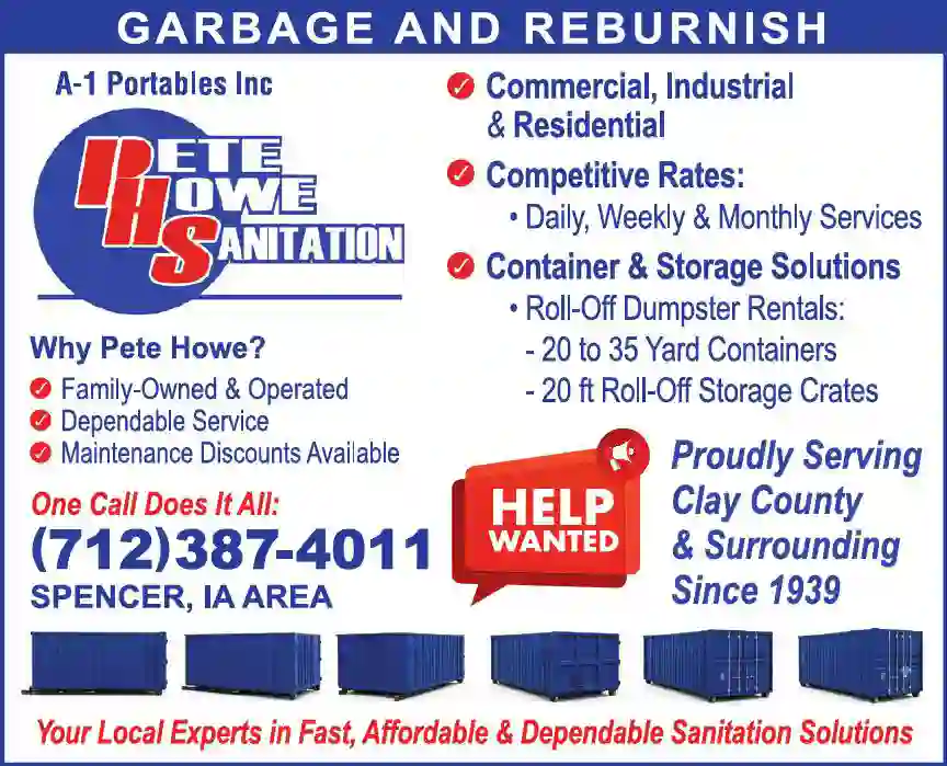 Garbage & Rubbish Collection print ad for A-1 Portables & GW "Pete" Howe Sanitation
