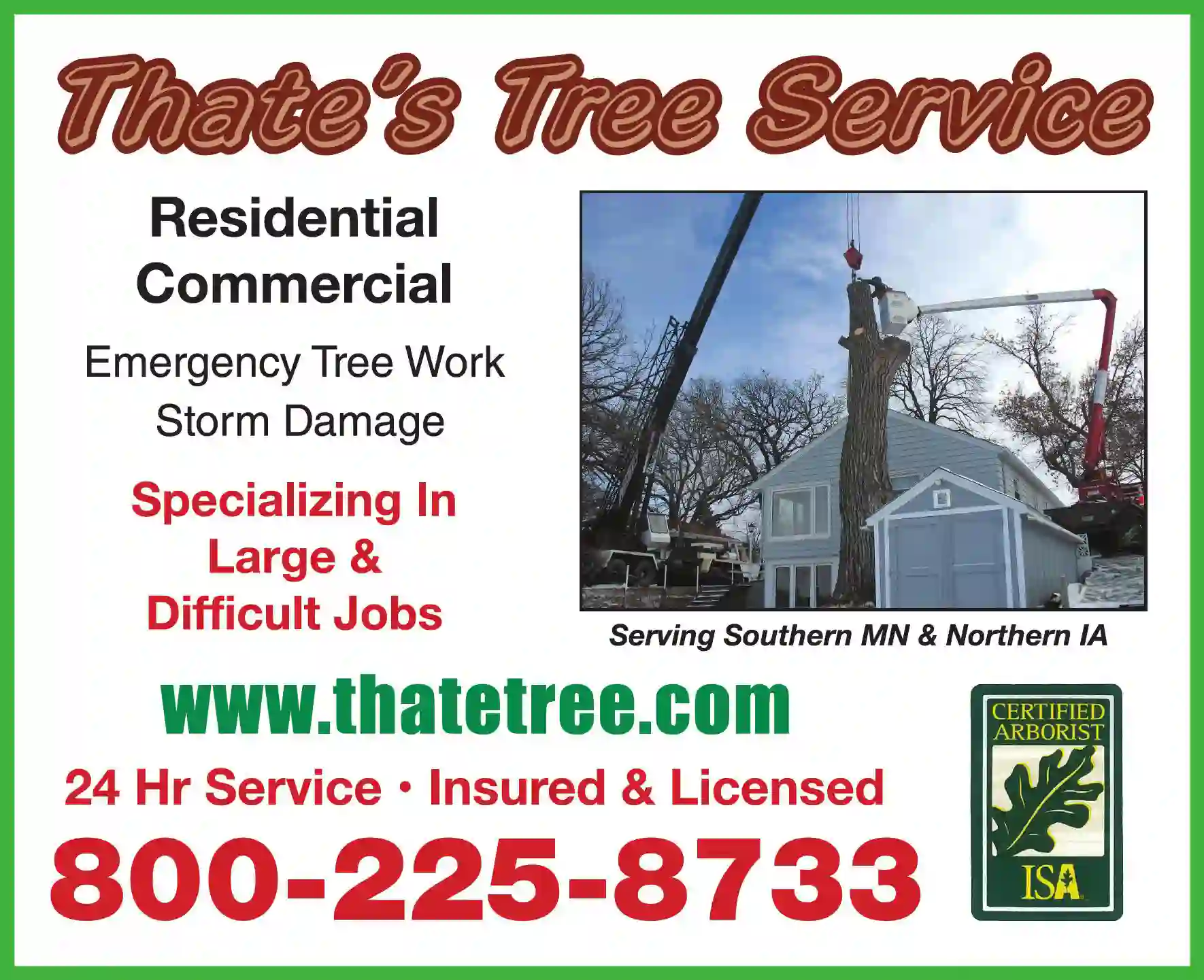 Tree Service print ad for Thate's Tree Service