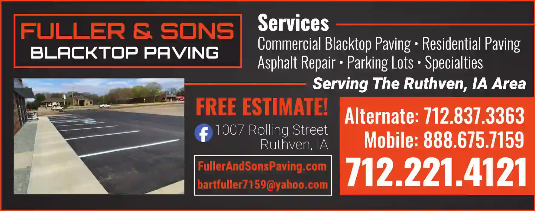 Asphalt Products print ad for Fuller & Sons Blacktop Paving