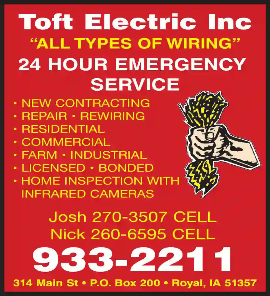 Electric Contractors print ad for Toft Electric Inc
