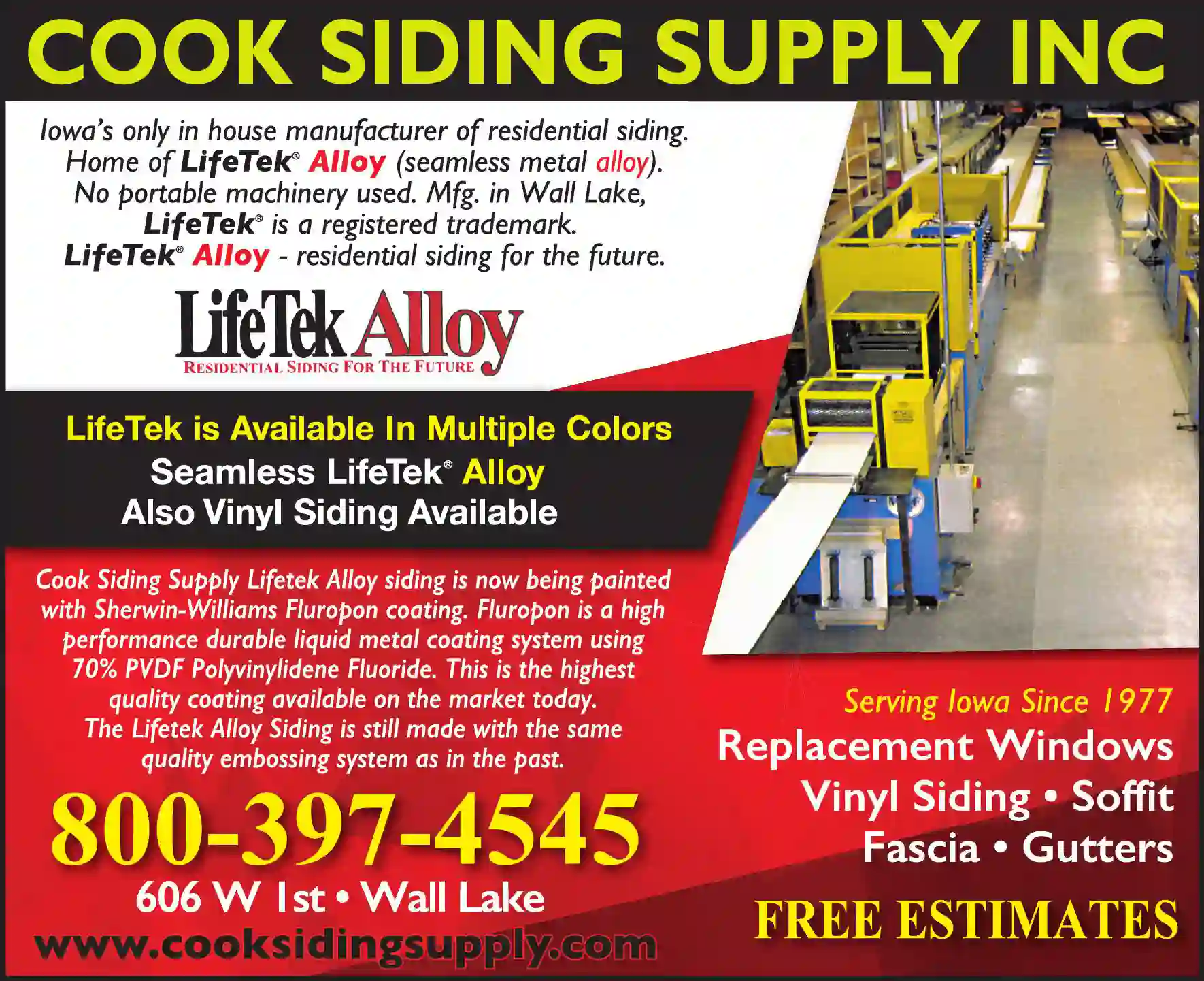 Siding Contractors print ad for Cook Siding Supply Inc
