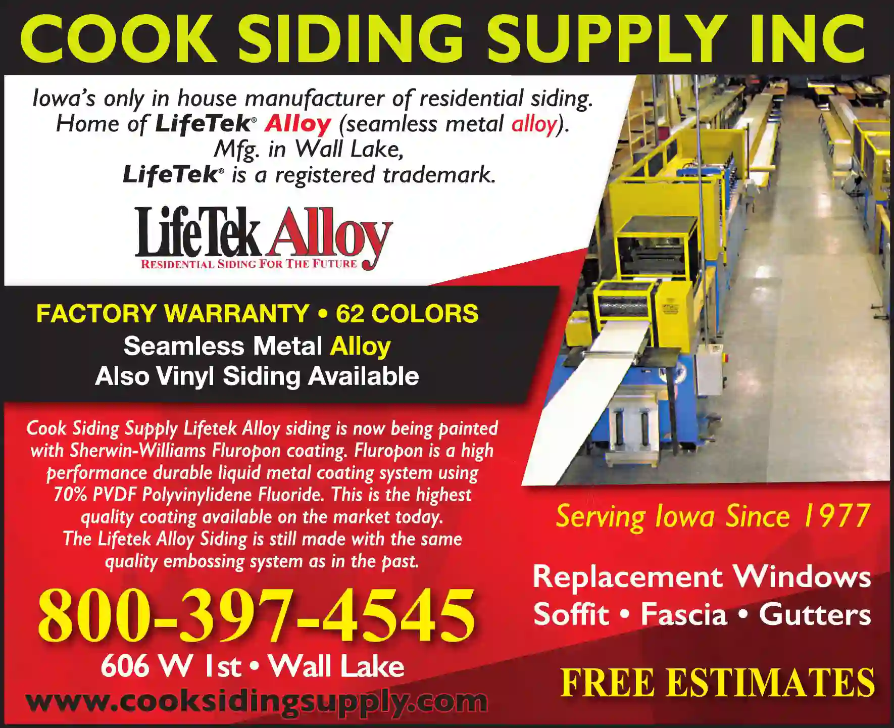 Windows print ad for Cook Siding Supply Inc