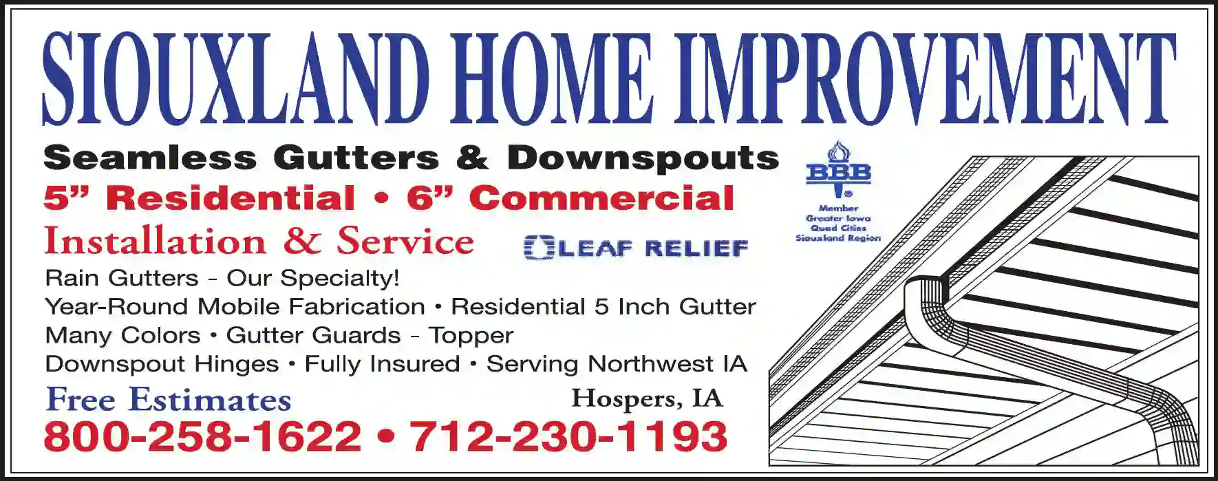 Gutters & Downspouts print ad for Siouxland Home Improvement