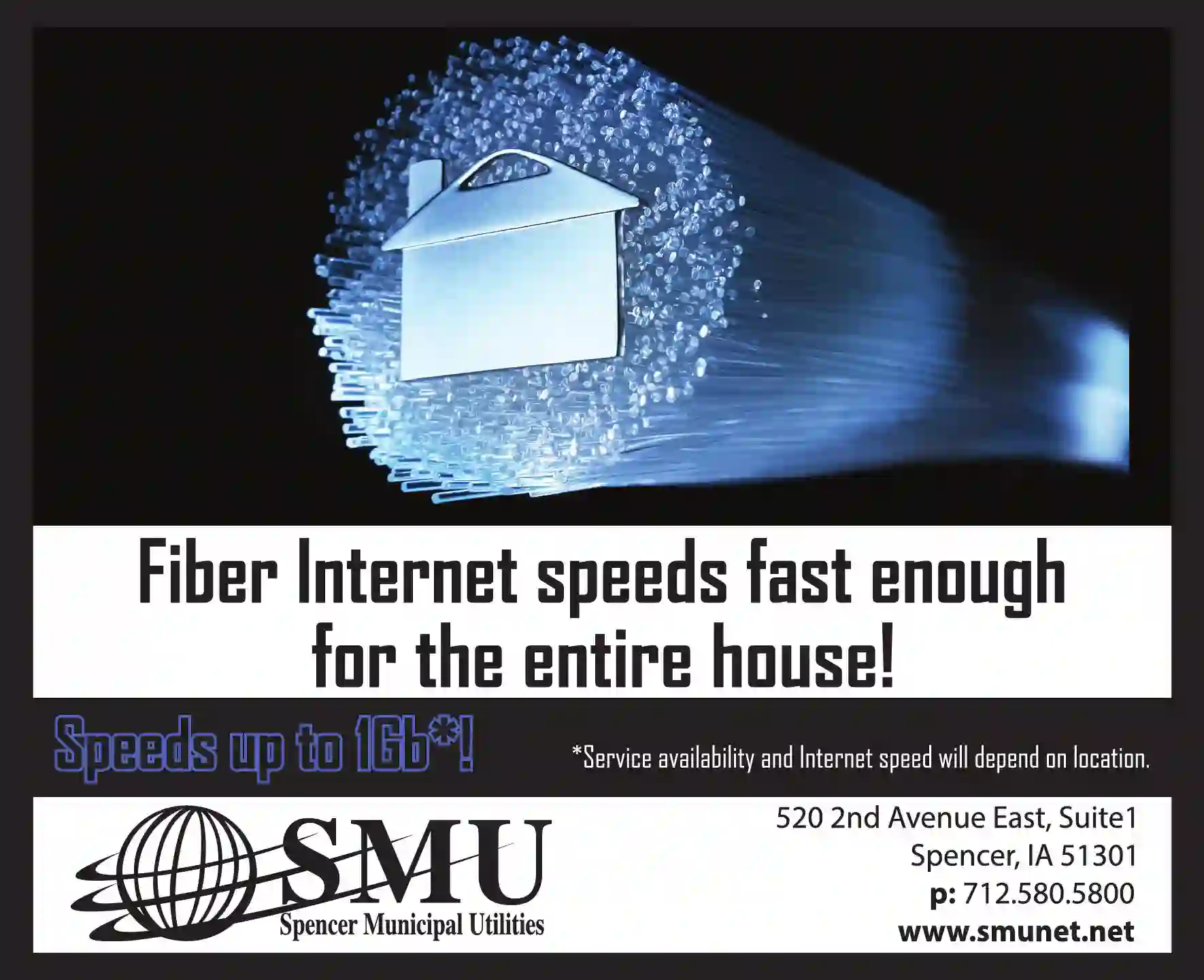 Internet Service Providers print ad for Spencer Municipal Utilities