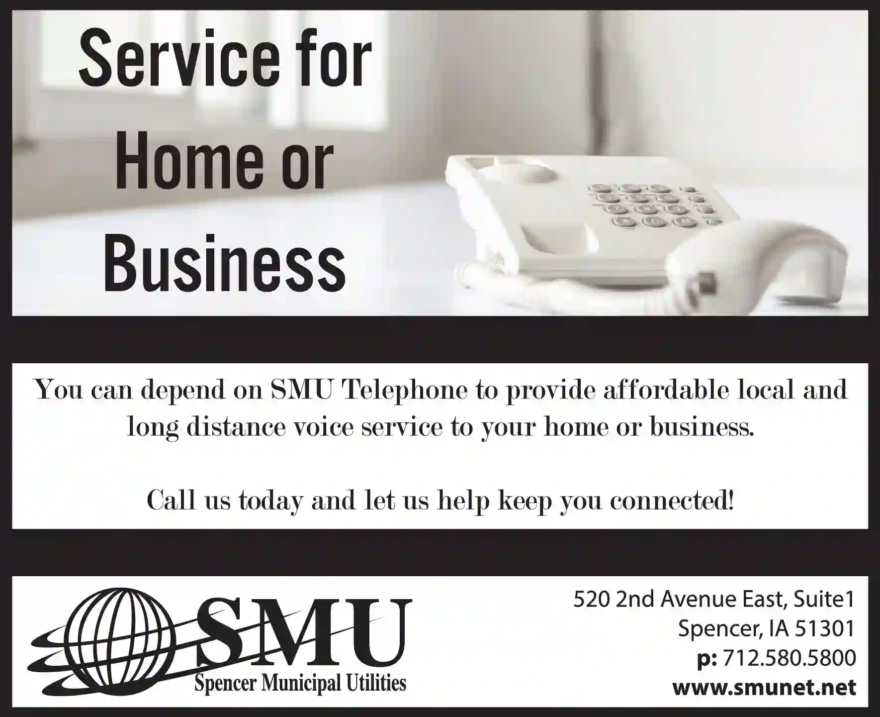 Telephone Companies print ad for Spencer Municipal Utilities