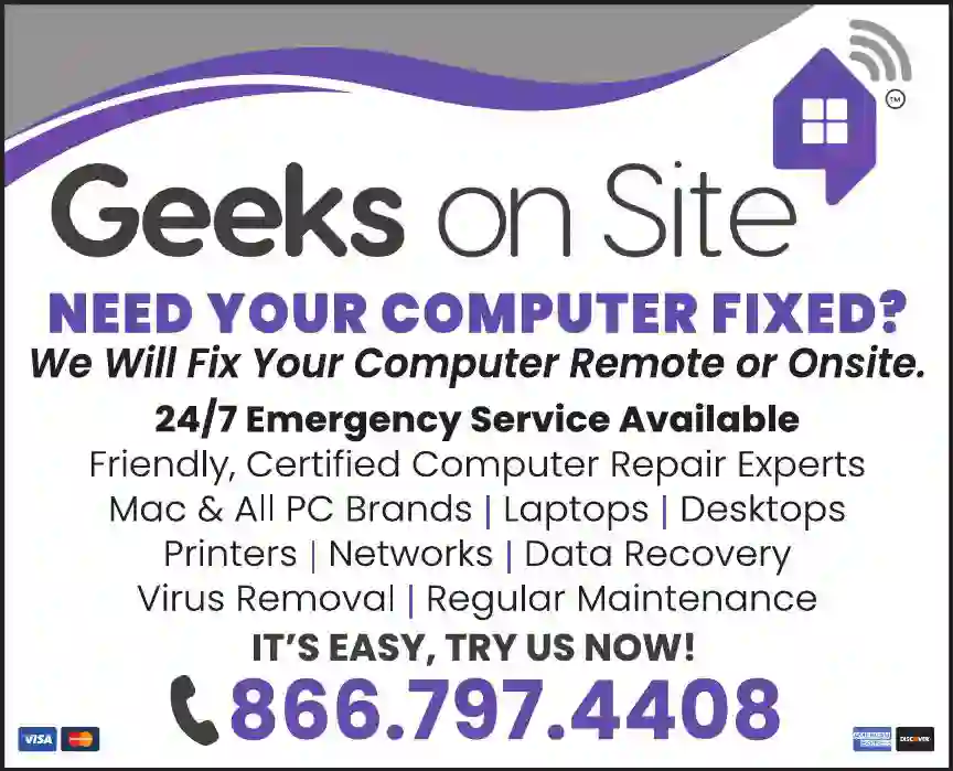 Computers - Service & Repair print ad for Geeks On Site