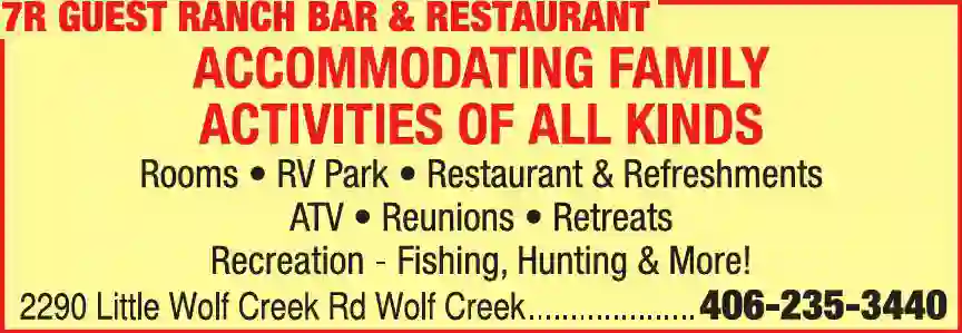 Banquet/Meeting Facilities print ad for 7R Guest Ranch Bar & Restaurant