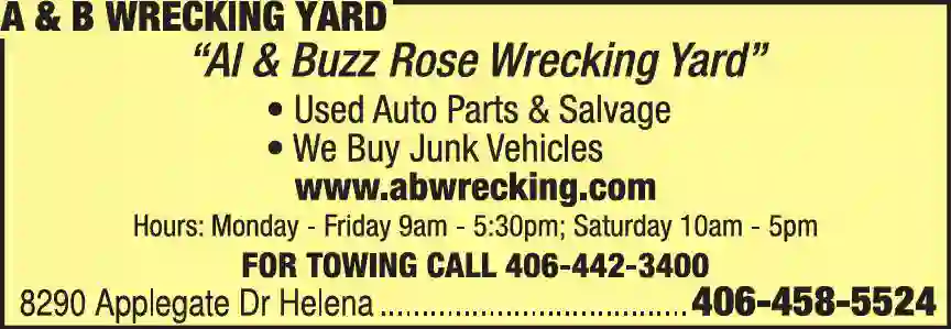 Auto Parts & Supplies - Used & Rebuilt print ad for A & B Wrecking Yard