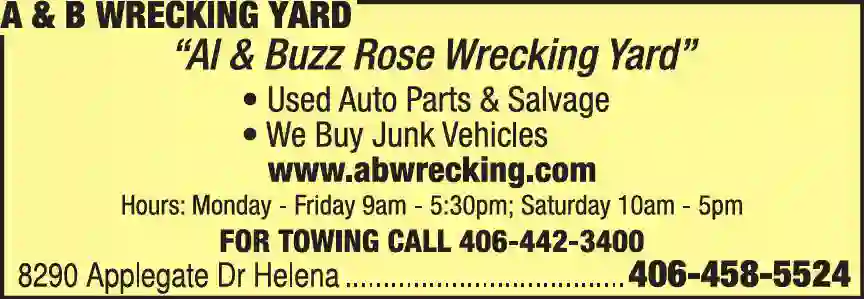 Auto Wreckers & Used Parts print ad for A & B Wrecking Yard