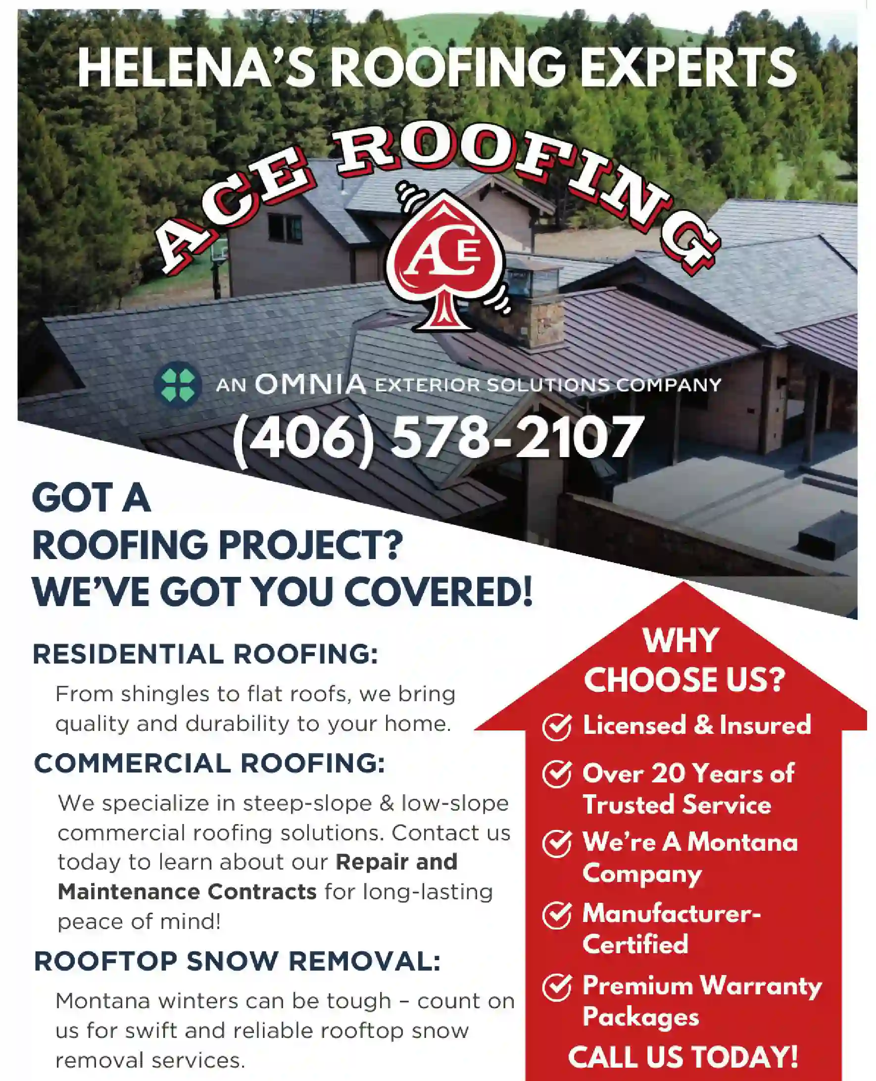 Roofing Contractors print ad for Ace Roofing