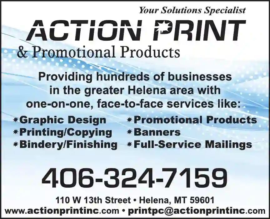 Printers print ad for Action Print & Promotional Products