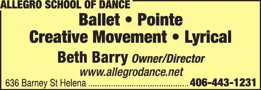 Dance Instruction - Ballet, Tap, Jazz Etc print ad for Allegro School Of Dance