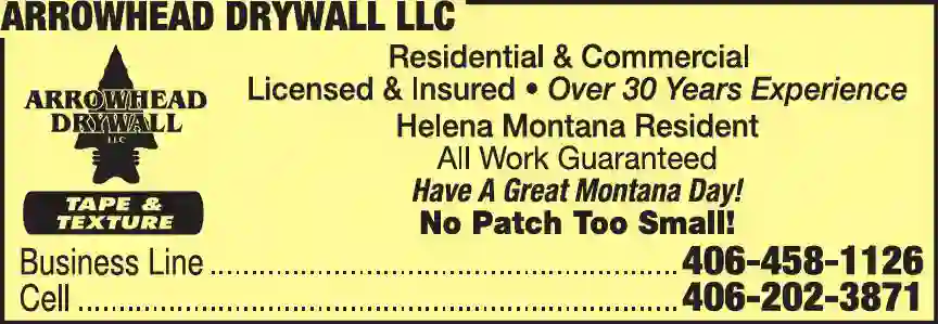 Drywall Contractors print ad for Arrowhead Drywall LLC