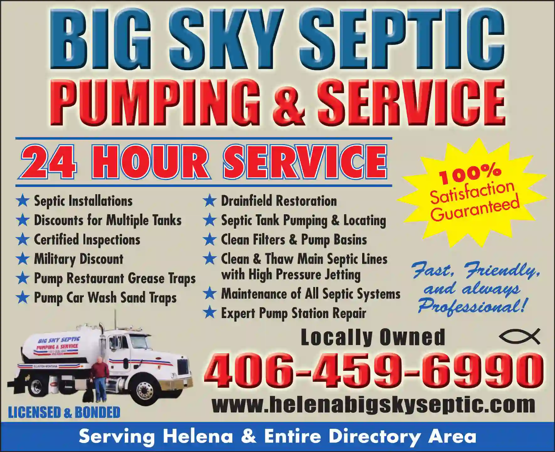 Septic Tanks & Systems - Cleaning print ad for Big Sky Septic Pumping & Service