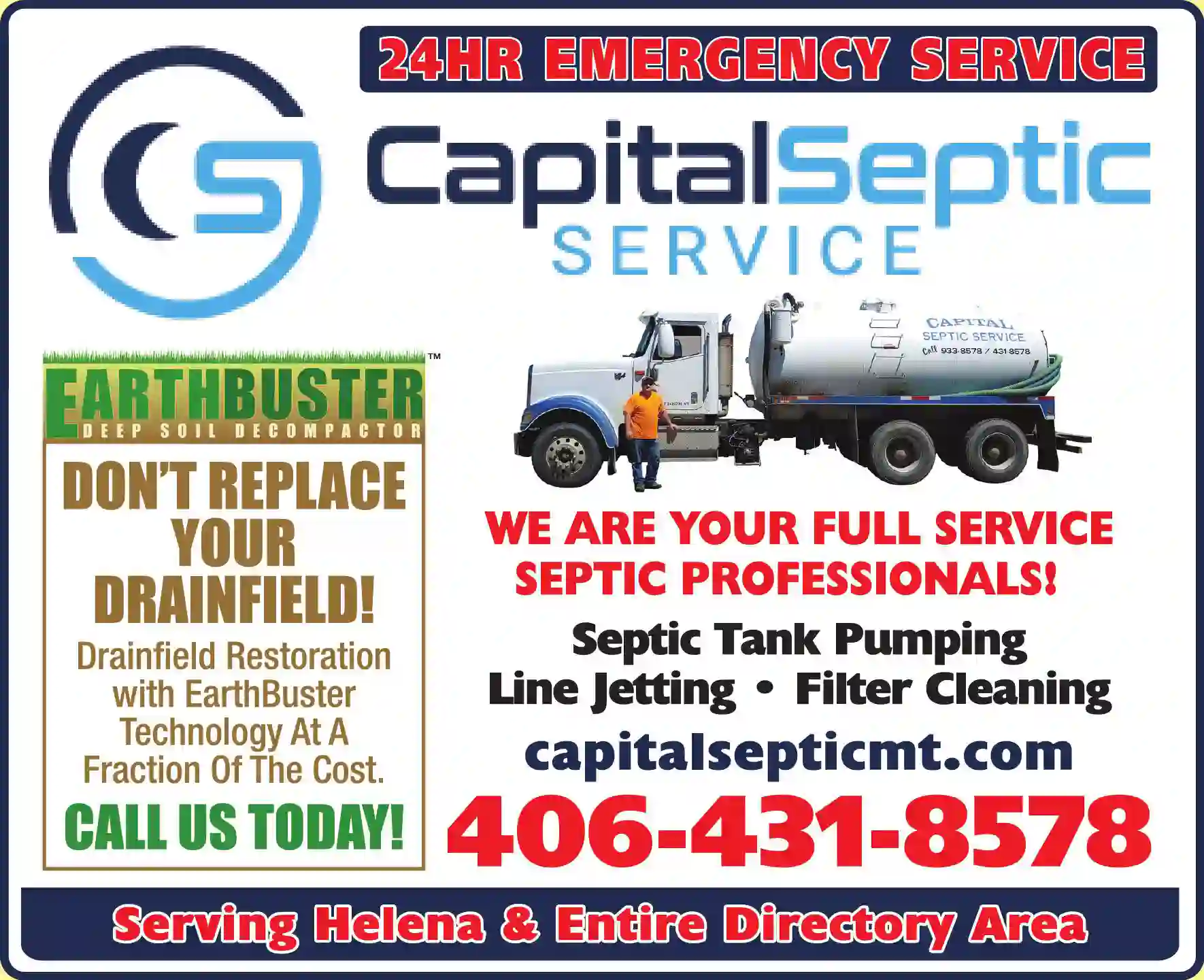 Septic Tanks & Systems - Cleaning print ad for Capital Septic Service