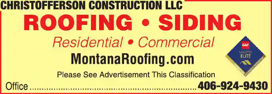 Roofing Contractors print ad for Christofferson Construction LLC