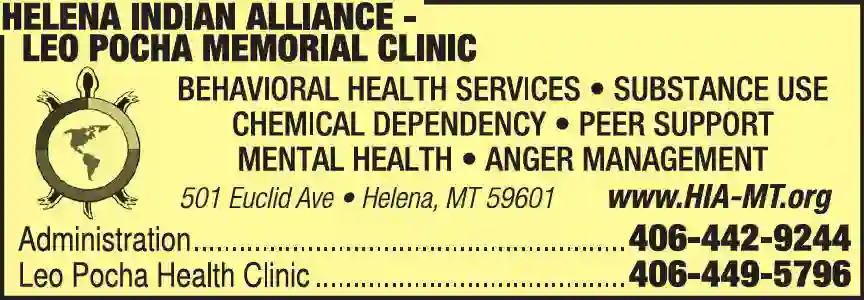 Drug Abuse Inform. & Treatment print ad for Helena Indian Alliance ^ Leo Pocha Memorial Clinic