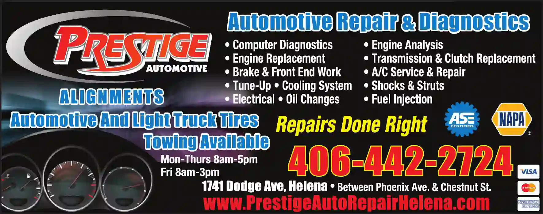 Auto Repair & Service print ad for Prestige Automotive