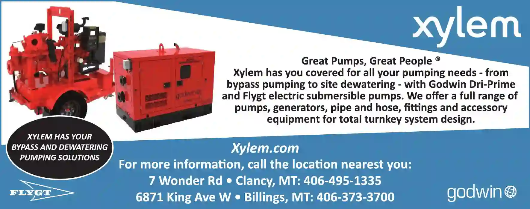 Pumps - Service & Repair print ad for Xylem Dewatering Solutions