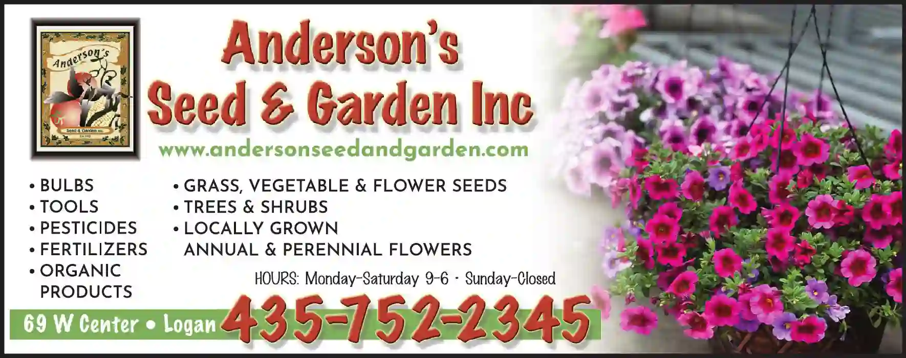 Garden Centers print ad for Anderson's Seed & Garden Inc