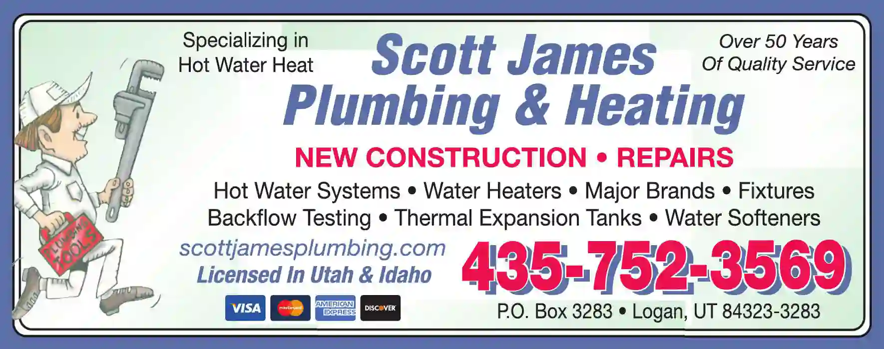 Plumbing Contractors print ad for Scott James Plumbing & Heating