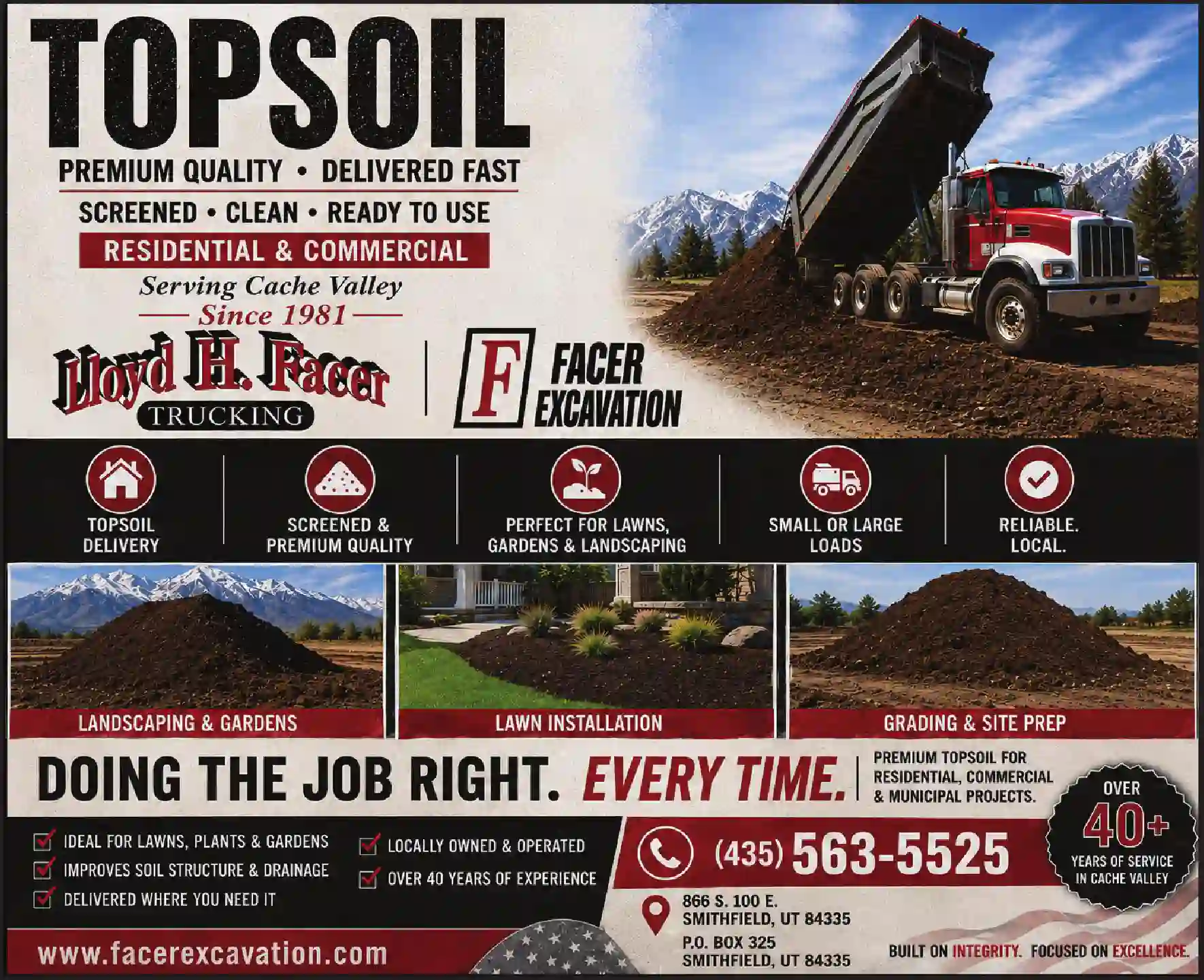 Topsoil print ad for Facer Lloyd Trucking