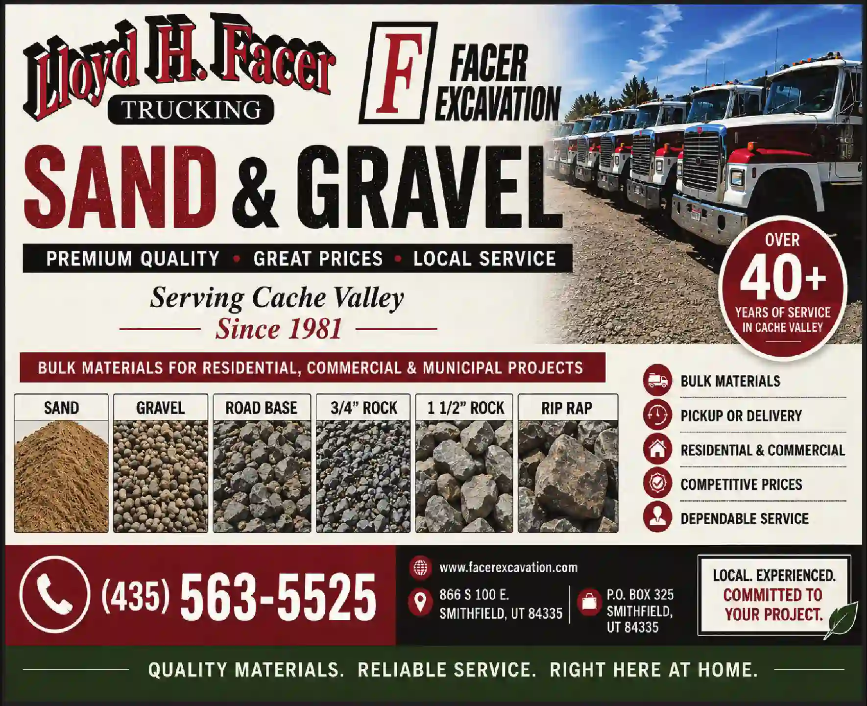 Sand & Gravel print ad for Facer Lloyd Trucking