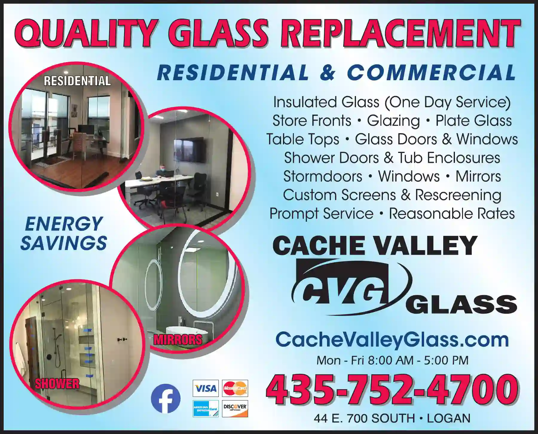 Glass - Plate, Window, Etc print ad for Cache Valley Glass