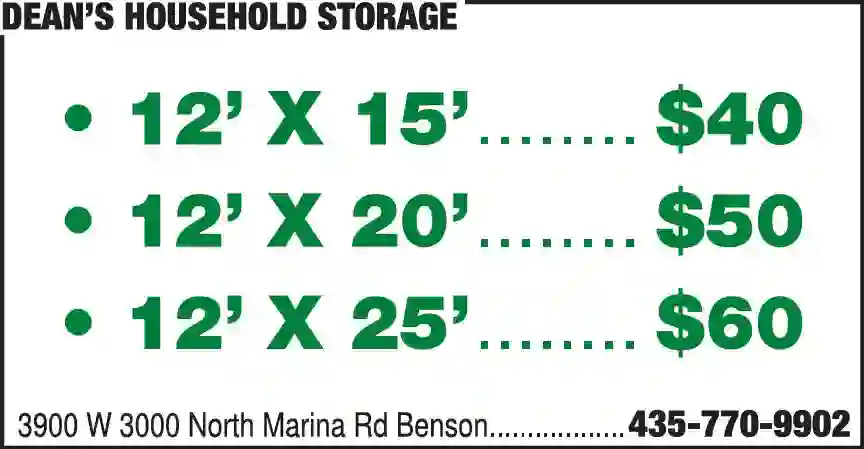 Storage - Household & Commercial print ad for Dean's Household Storage