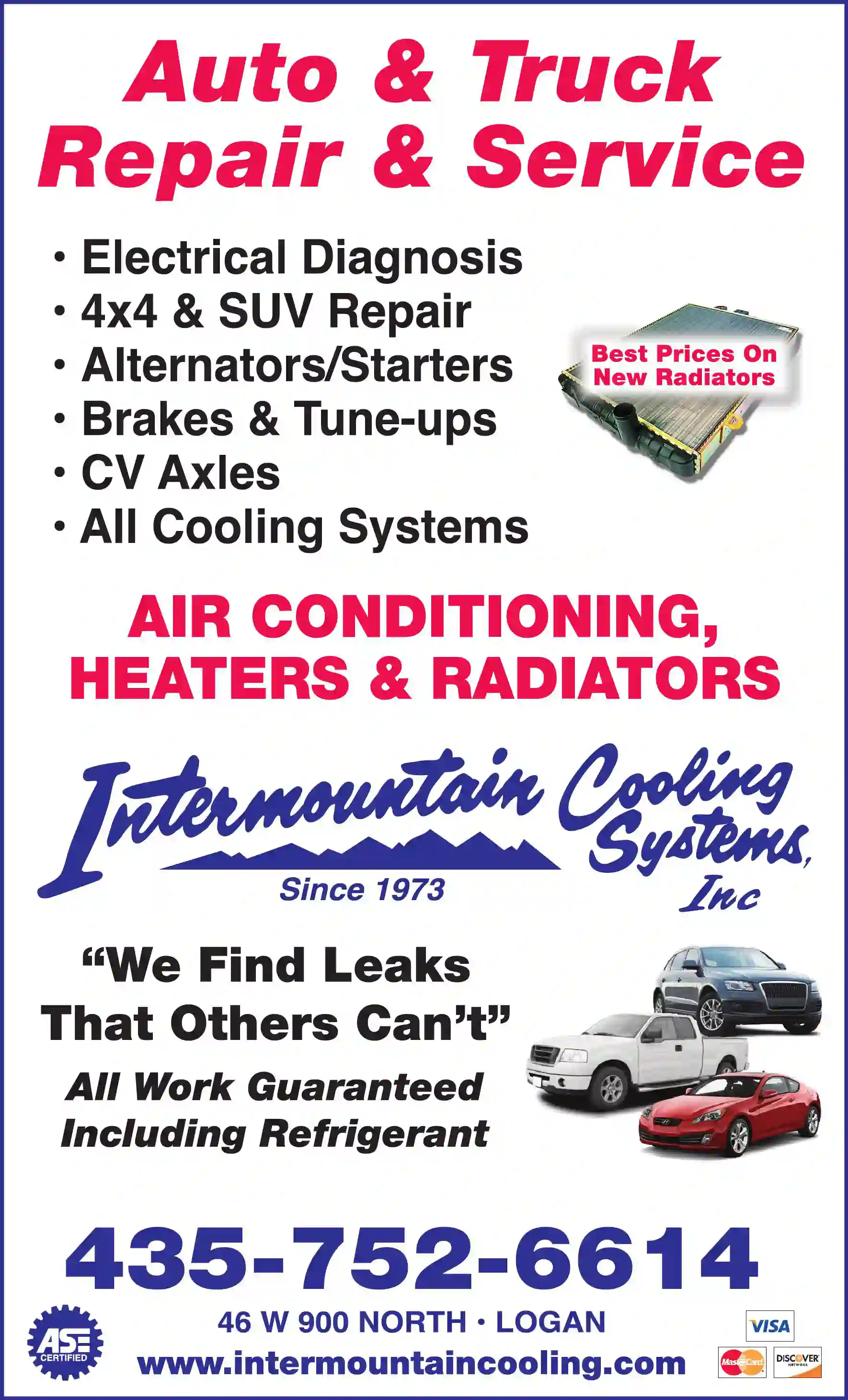 Auto Repair & Service print ad for Intermountain Cooling Systems Inc