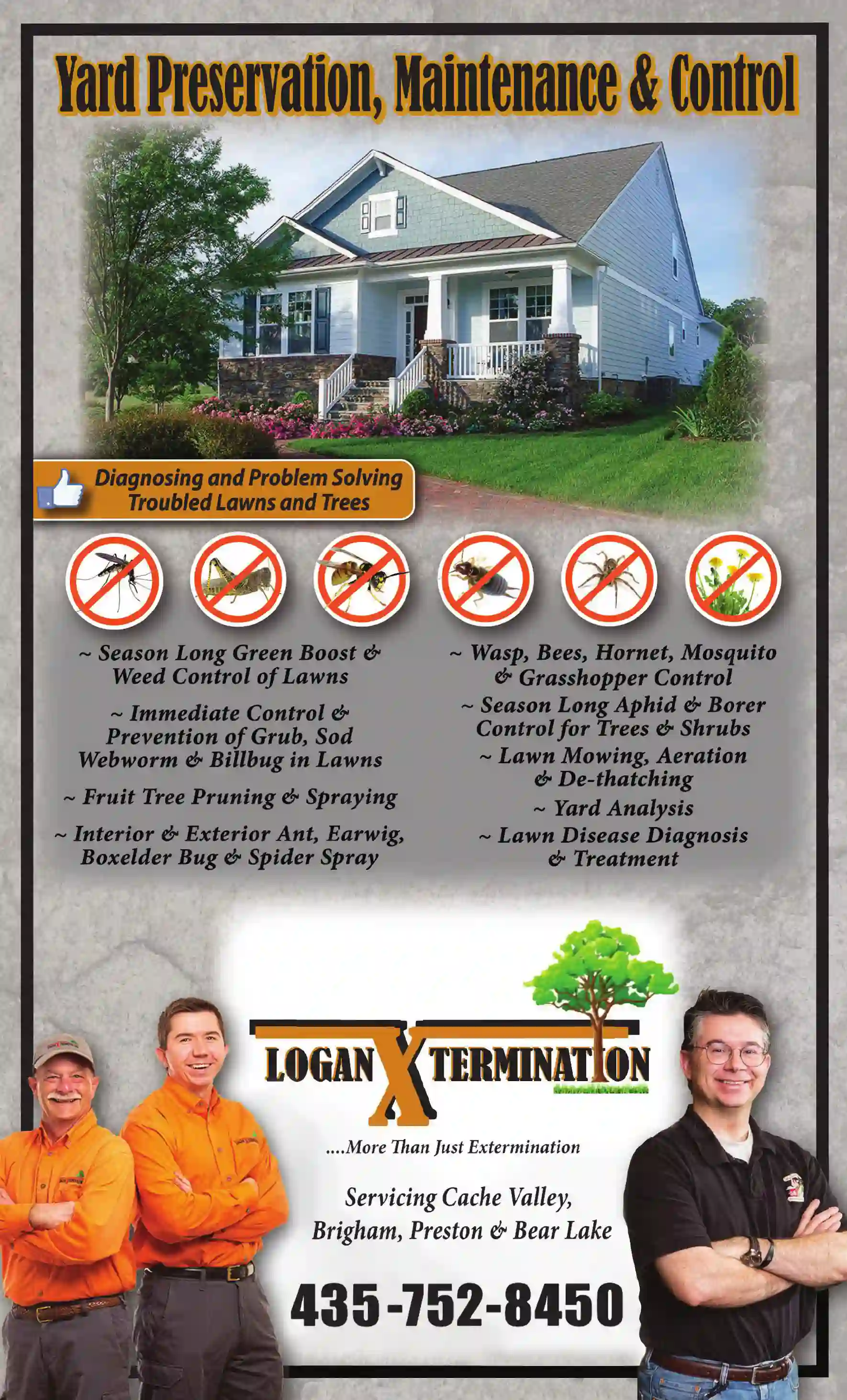 Lawn & Grounds Maintenance print ad for Logan Extermination