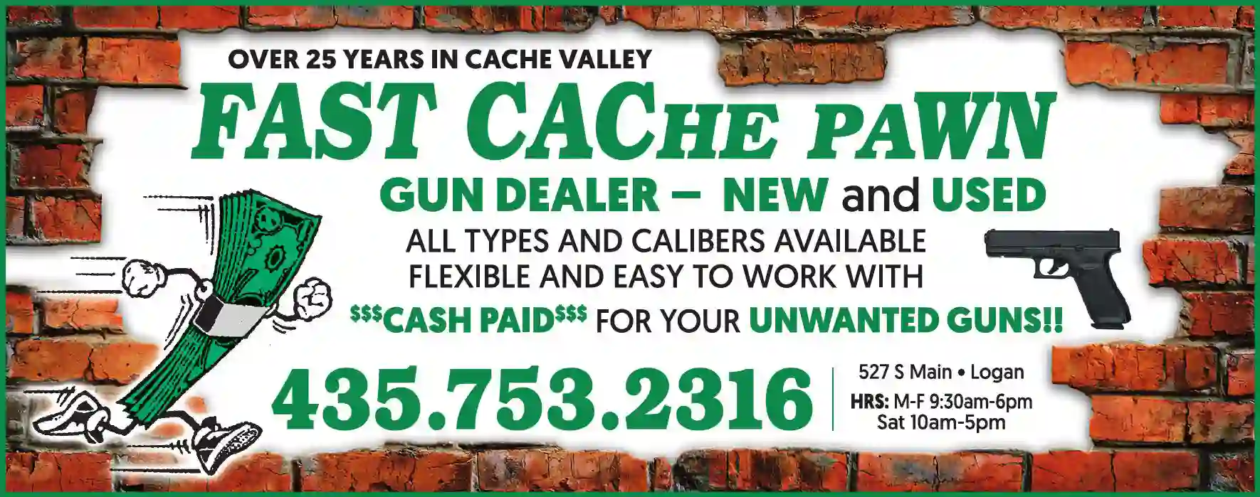 Gun Dealers - New & Used print ad for Fast Cache Pawn
