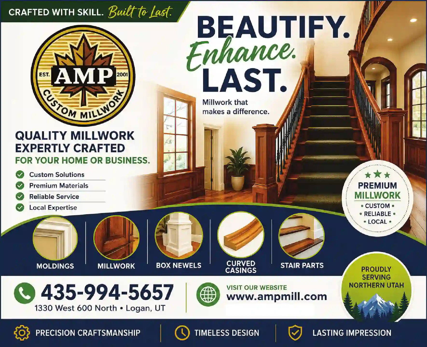Stair Builders & Parts print ad for Architectural Millwork Products