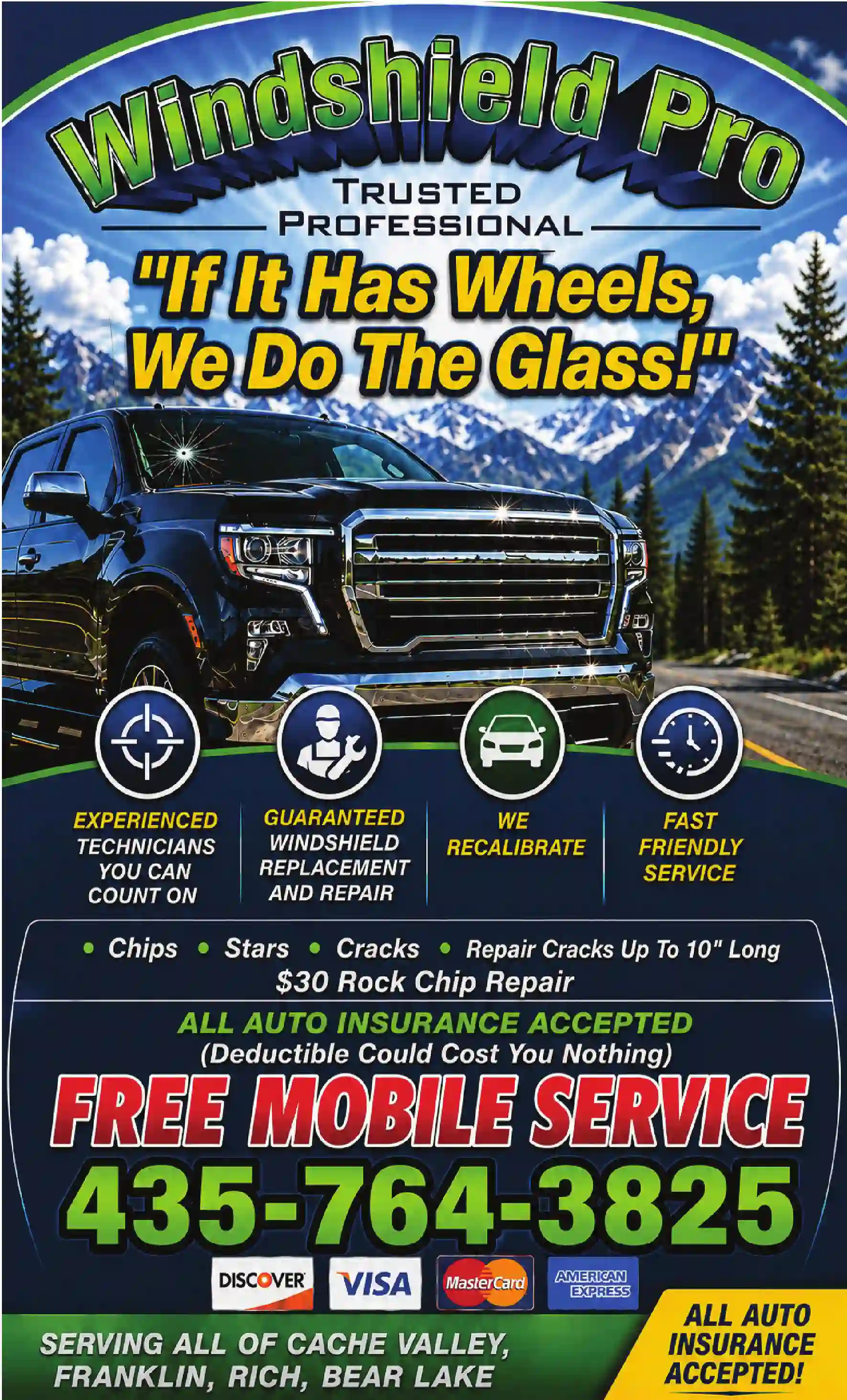 Glass - Auto, Plate, Window print ad for Windshield Pro LLC