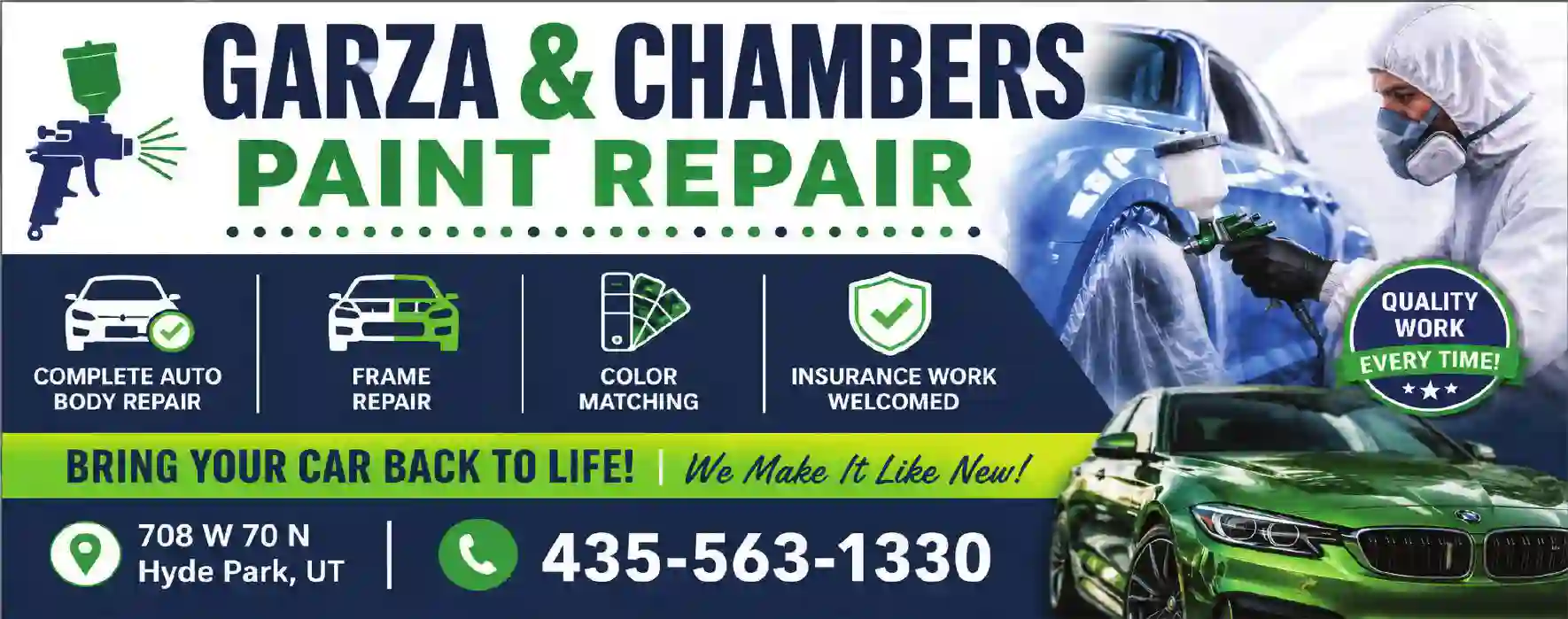 Auto Body Repair & Paint print ad for Garza & Chambers Paint Repair