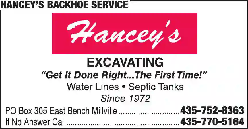 Excavating Contractors print ad for Hancey's Backhoe Service