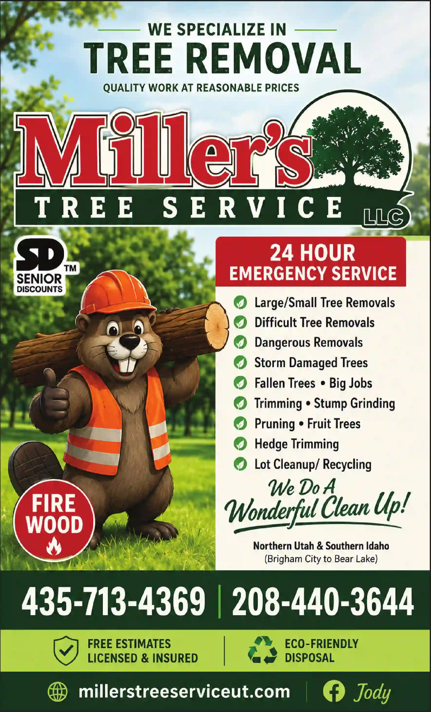 Tree Service print ad for Miller's Tree Service LLC