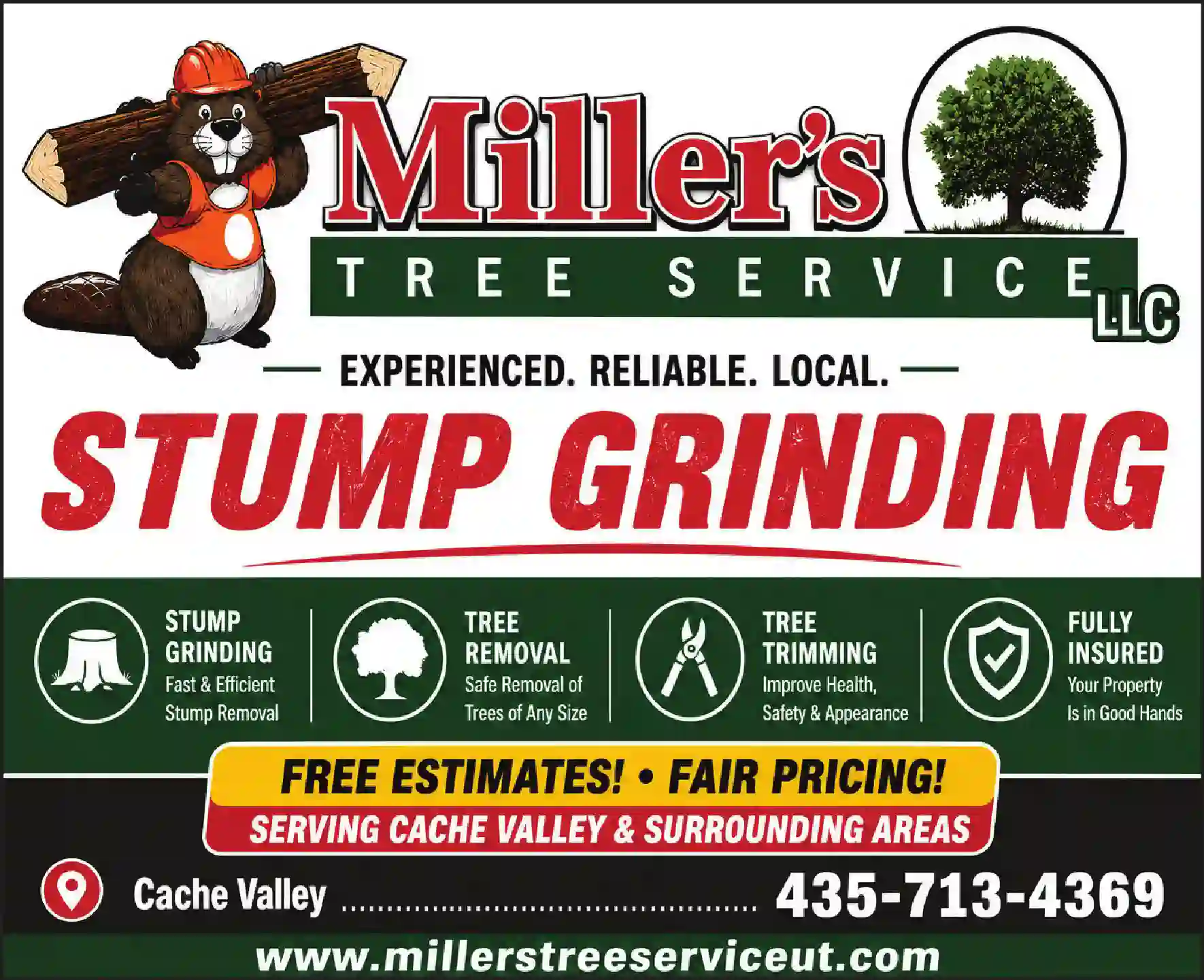 Stump Removal print ad for Miller's Tree Service LLC