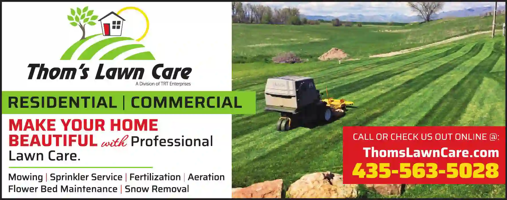 Lawn & Grounds Maintenance print ad for Thom's Lawn Care